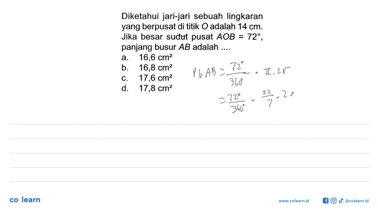 Diketahui jari-jari sebuah lingkaran yang berpusat di titik