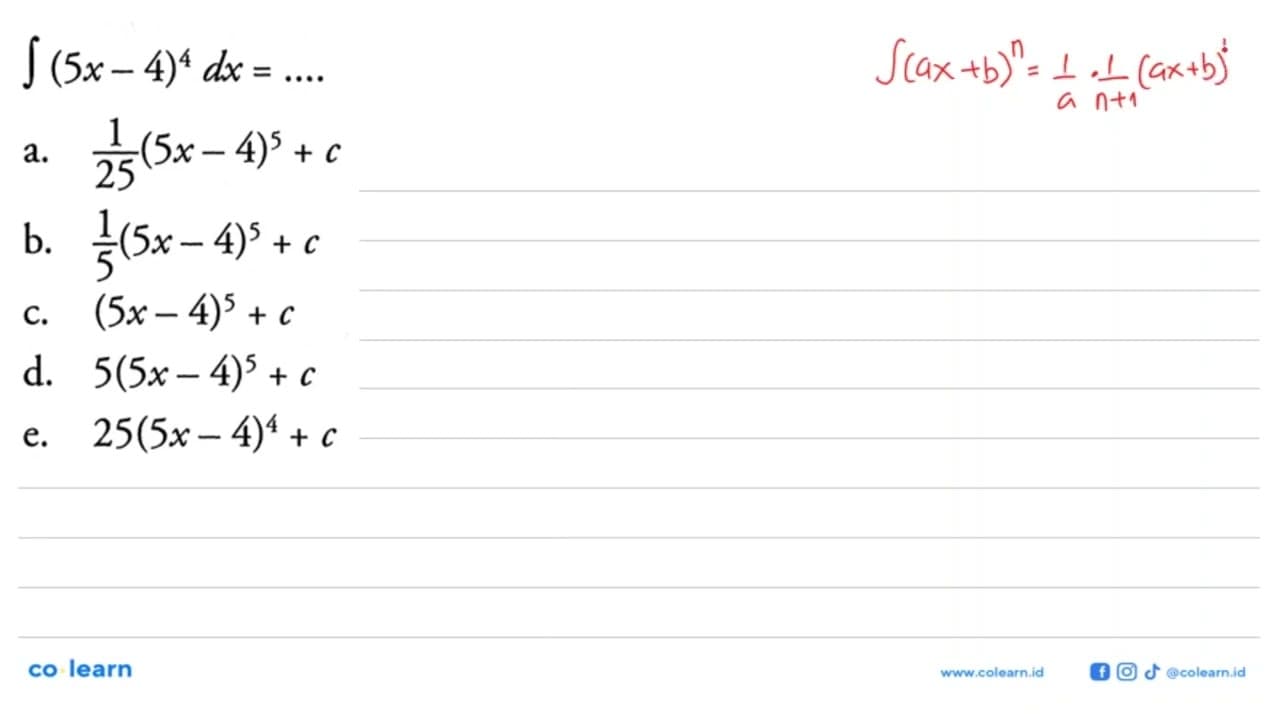 Integral(5x-4)^4 dx=...