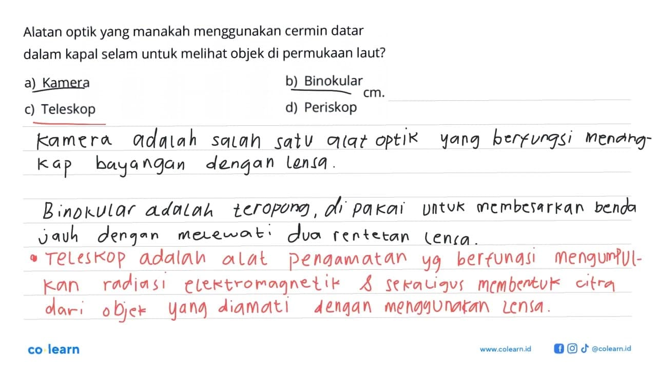 Alatan optik yang manakah menggunakan cermin datar dalam