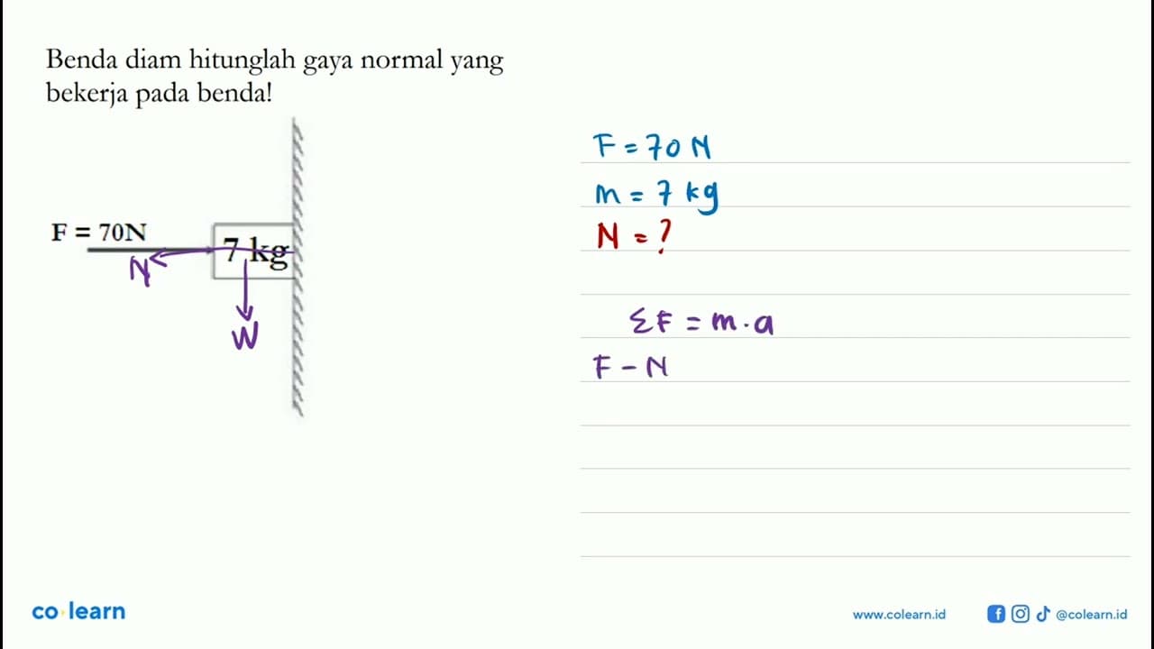 Benda diam hitunglah gaya normal yang bekerja pada