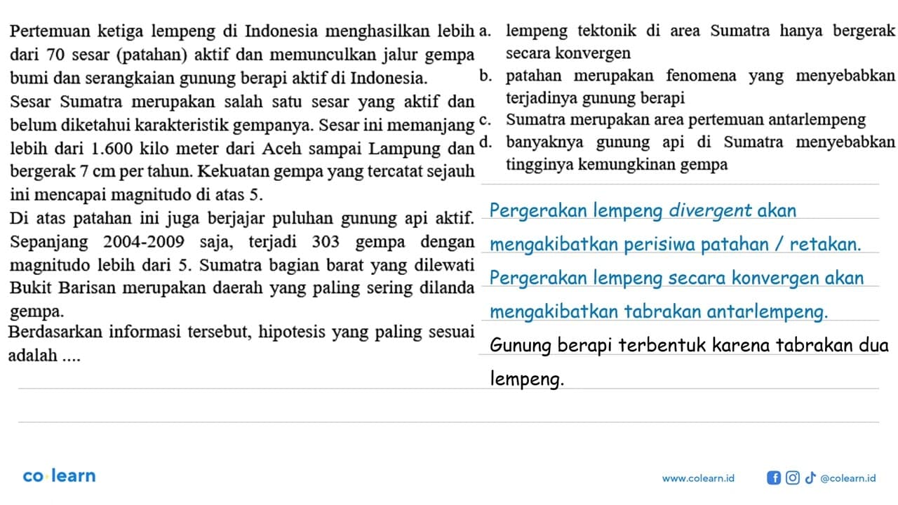 Pertemuan ketiga lempeng di Indonesia menghasilkan lebih