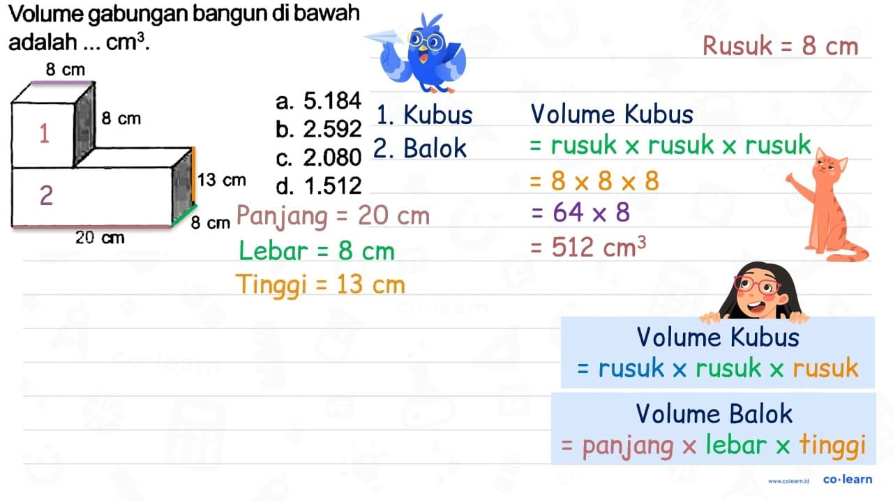 Volume gabungan bangun di bawah adalah ... cm^(3) .