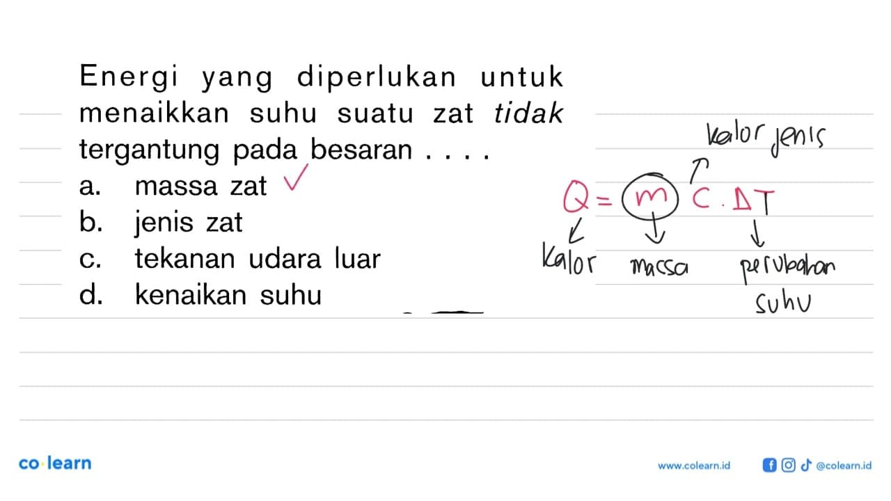 Energi yang diperlukan untuk menaikkan suhu suatu zat tidak