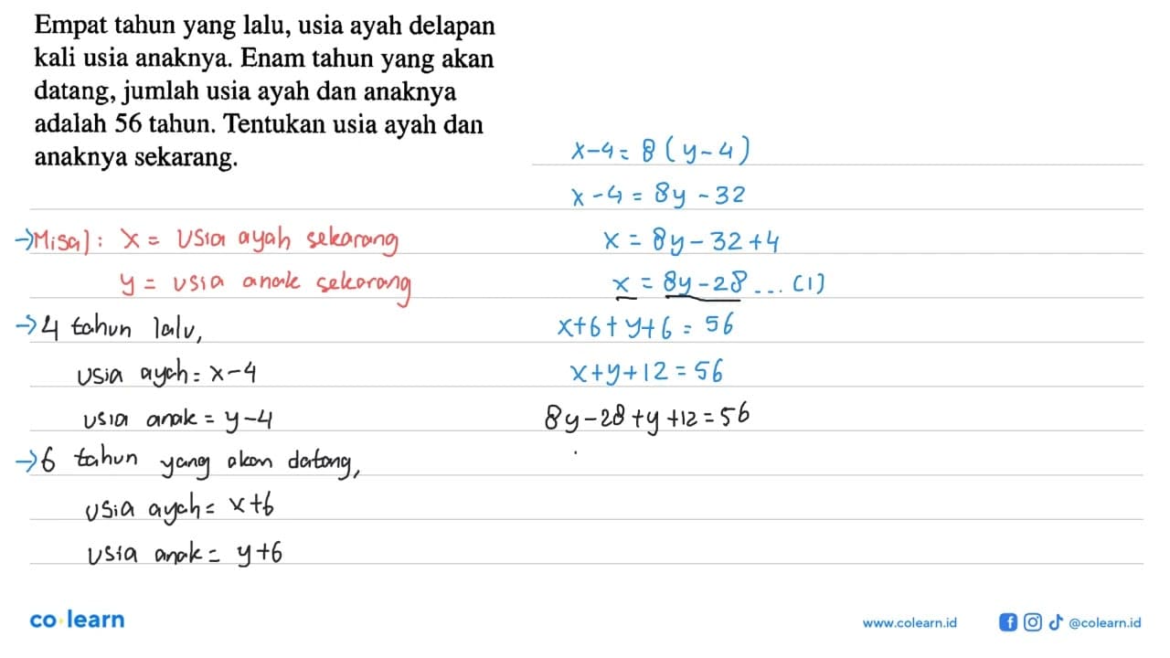 Empat tahun yang lalu, usia ayah delapan kali usia anaknya.