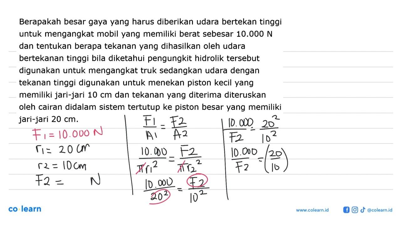 Berapakah besar gaya yang harus diberikan udara bertekan