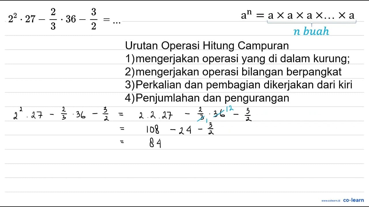 2^(2) . 27-(2)/(3) . 36-(3)/(2)=...