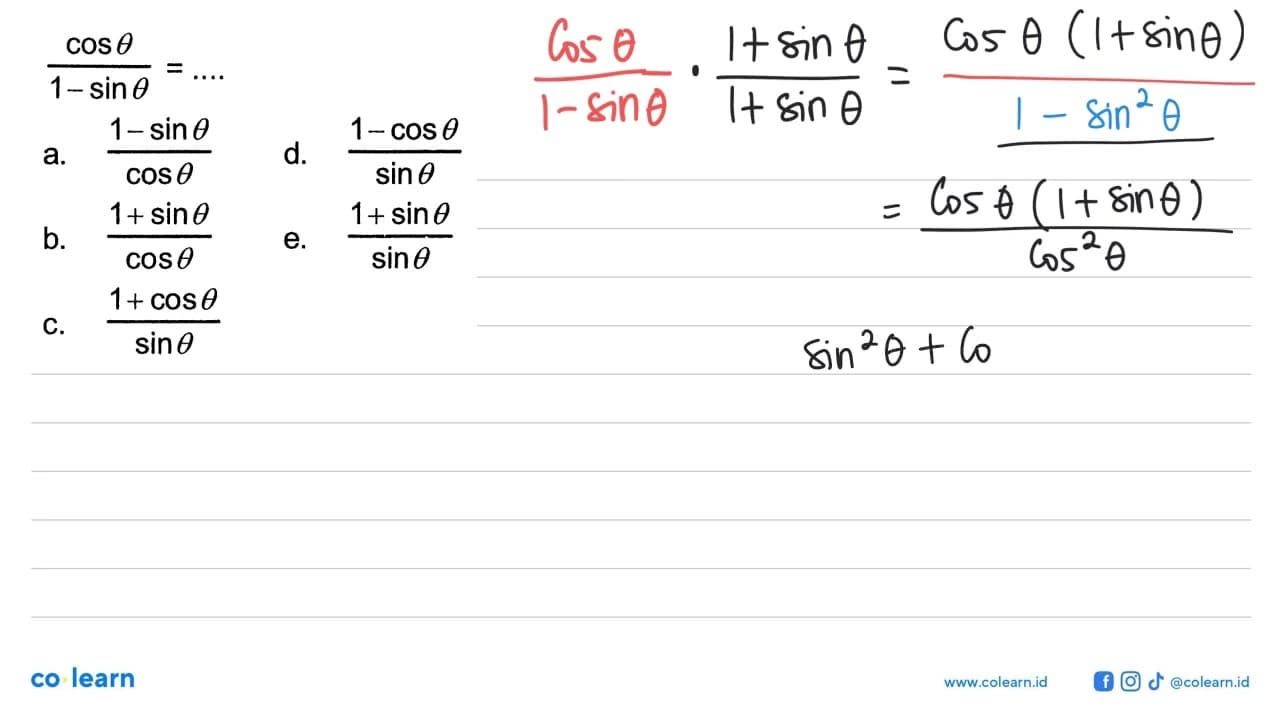 cos theta/(1-sin theta)= ...