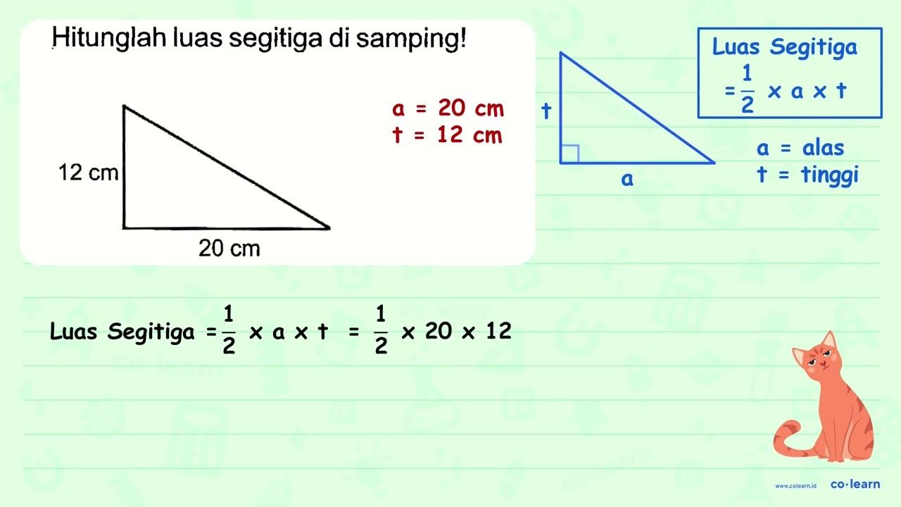 Hitunglah luas segitiga di samping!