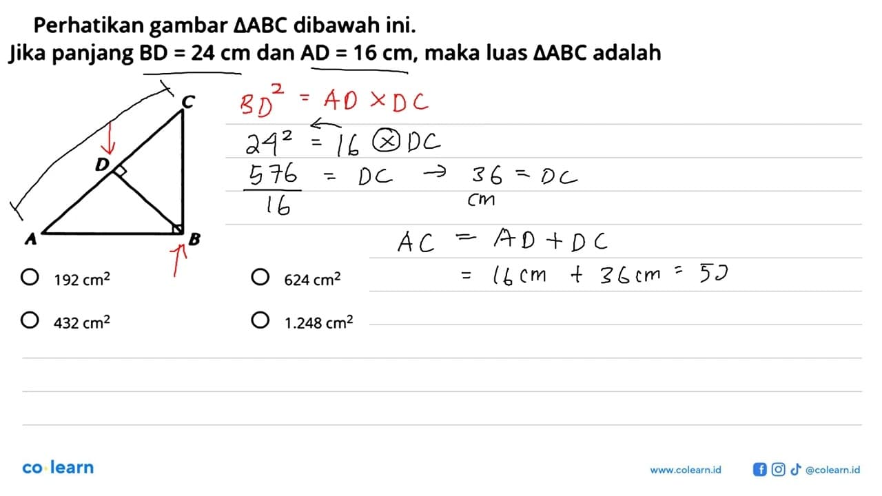 Perhatikan gambar segitiga ABC dibawah ini.Jika panjang