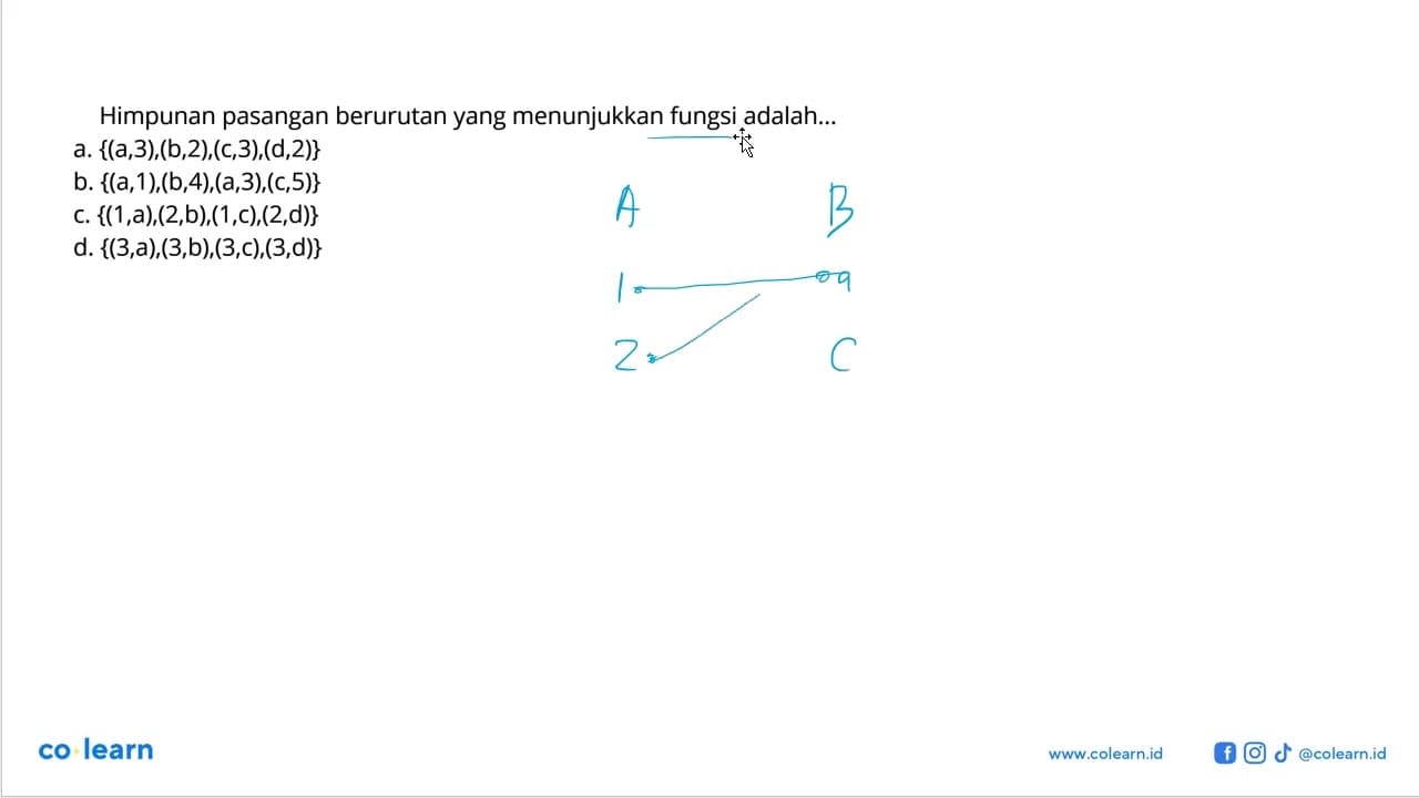 Himpunan pasangan berurutan yang menunjukkan fungsi adalah