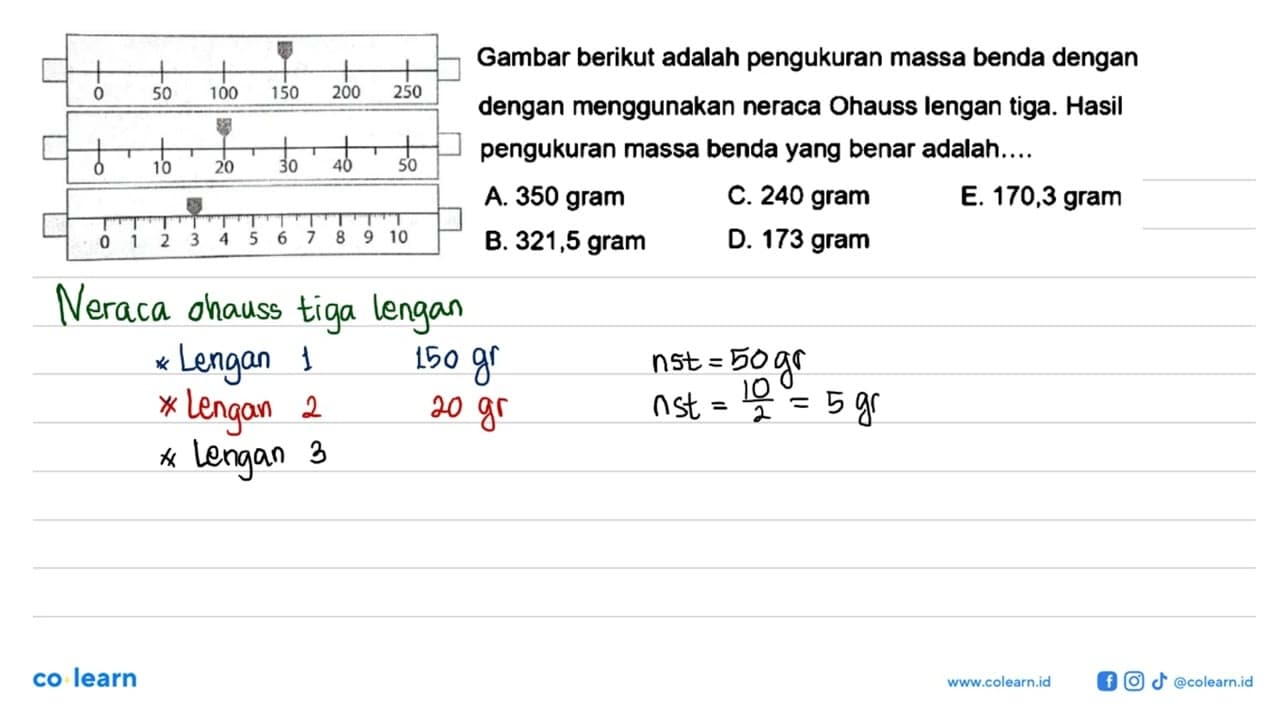 Gambar berikut adalah pengukuran massa benda dengan