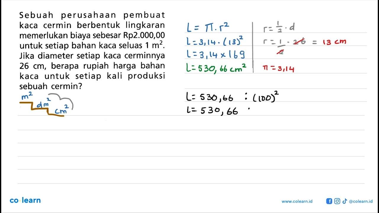 Sebuah perusahaan pembuat kaca cermin berbentuk lingkaran