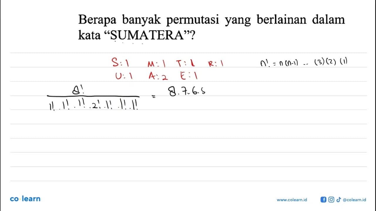 Berapa banyak permutasi yang berlainan dalam kata