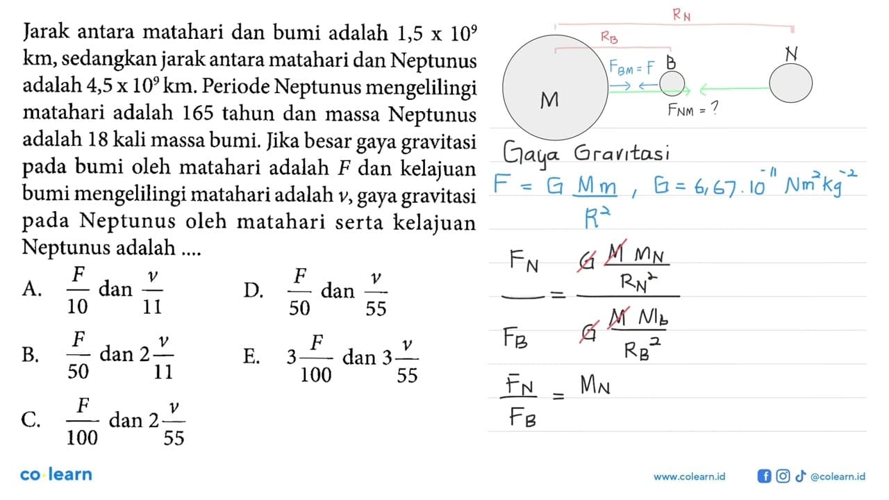 Jarak antara matahari dan bumi adalah 1,5 x 10^9 km,