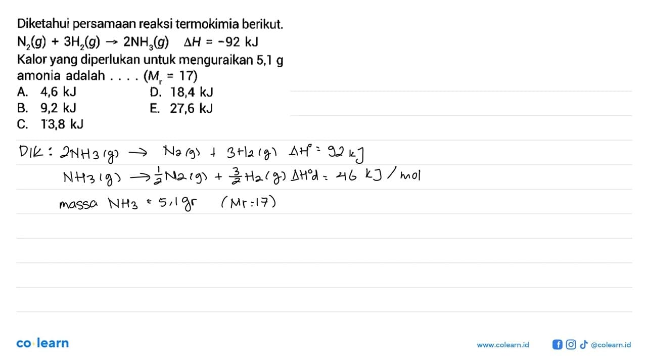 Diketahui persamaan reaksi termokimia berikut.