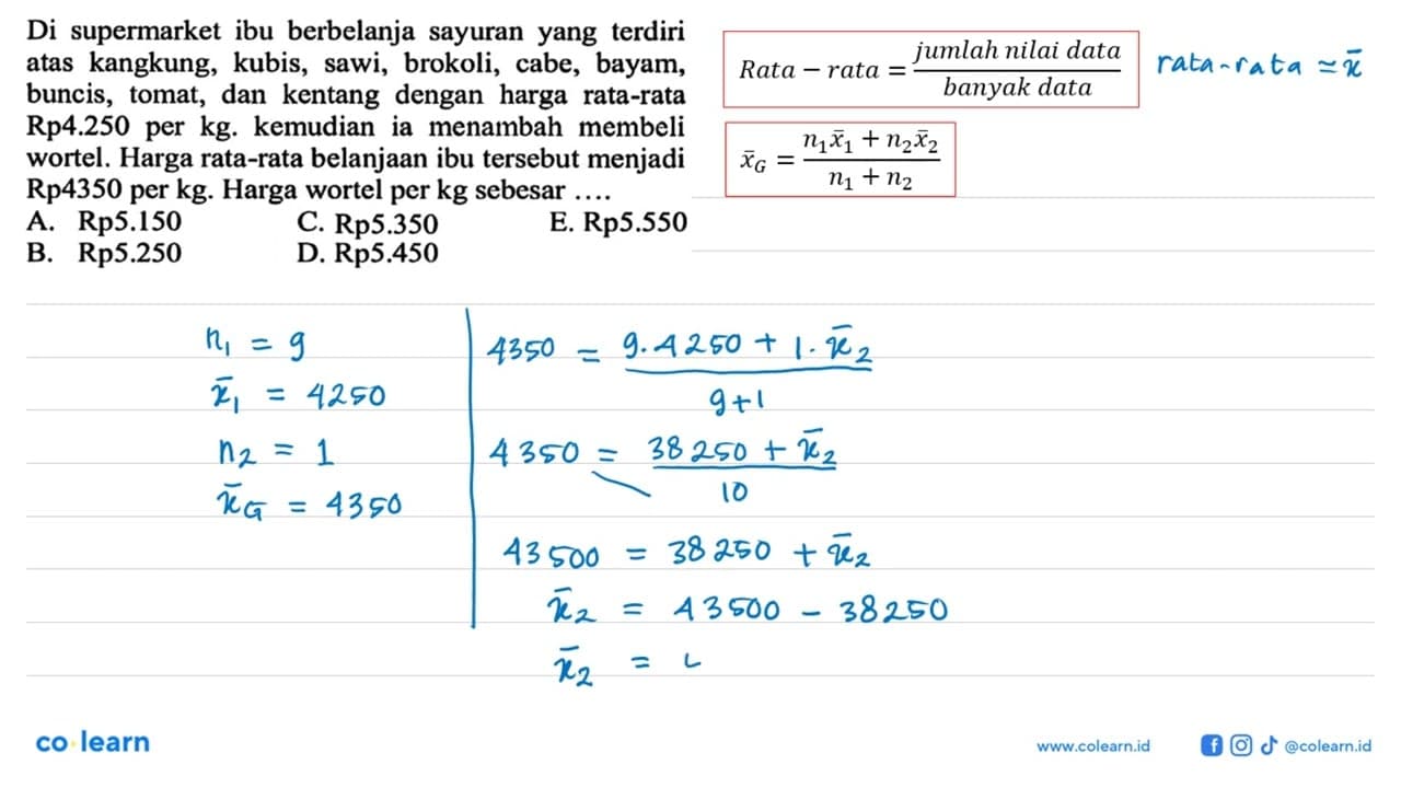 Di supermarket ibu berbelanja sayuran yang terdiri atas