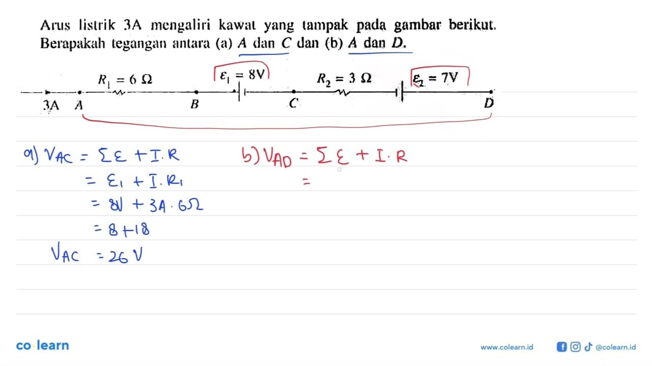 Arus listrik 3A mengaliri kawat yang tampak pada gambar