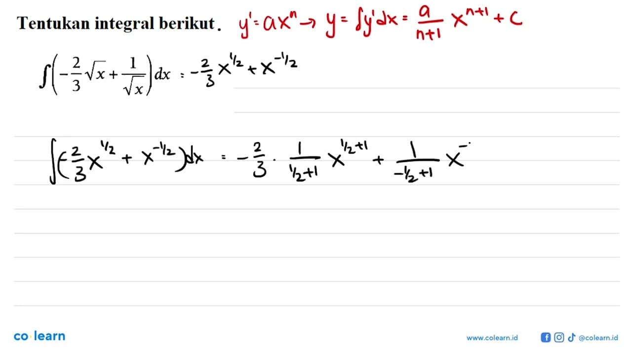 Tentukan integral berikut. integral (-2/3