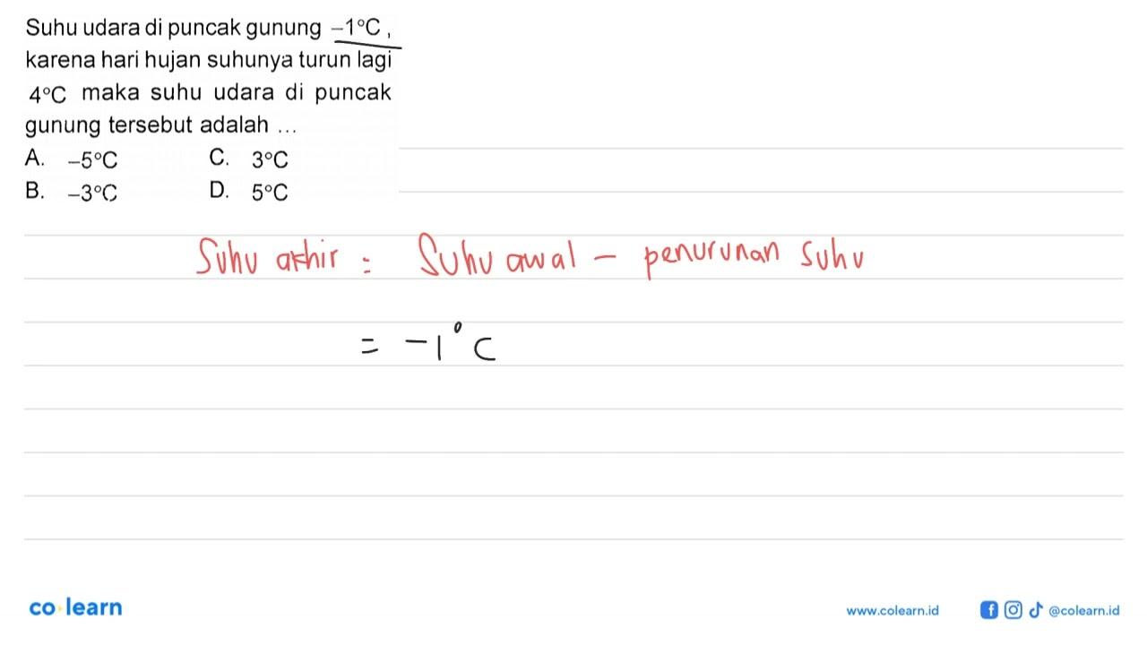 Suhu udara di puncak gunung -1C, karena hari hujan suhunya