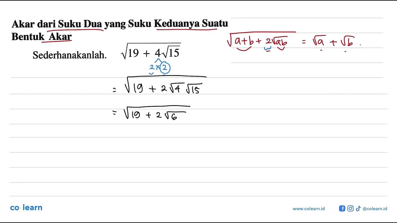 Akar dari Suku Dua yang Suku Keduanya Suatu Bentuk.