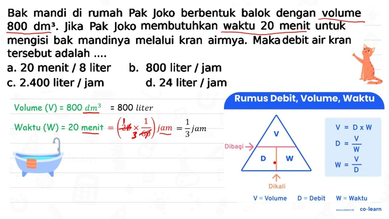 Bak mandi di rumah Pak Joko berbentuk balok dengan volume