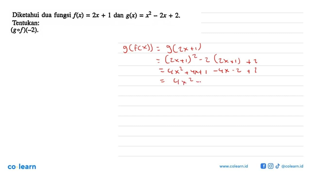 Diketahui dua fungsi f(x)=2x+1 dan