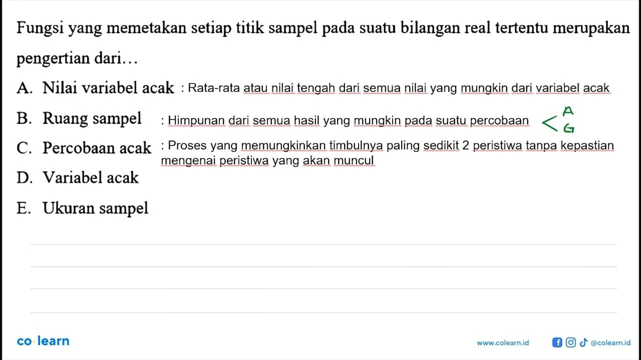 Fungsi yang memetakan setiap titik sampel pada suatu