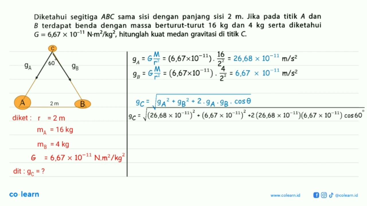 Diketahui segitiga ABC sama sisi dengan panjang sisi 2 m.