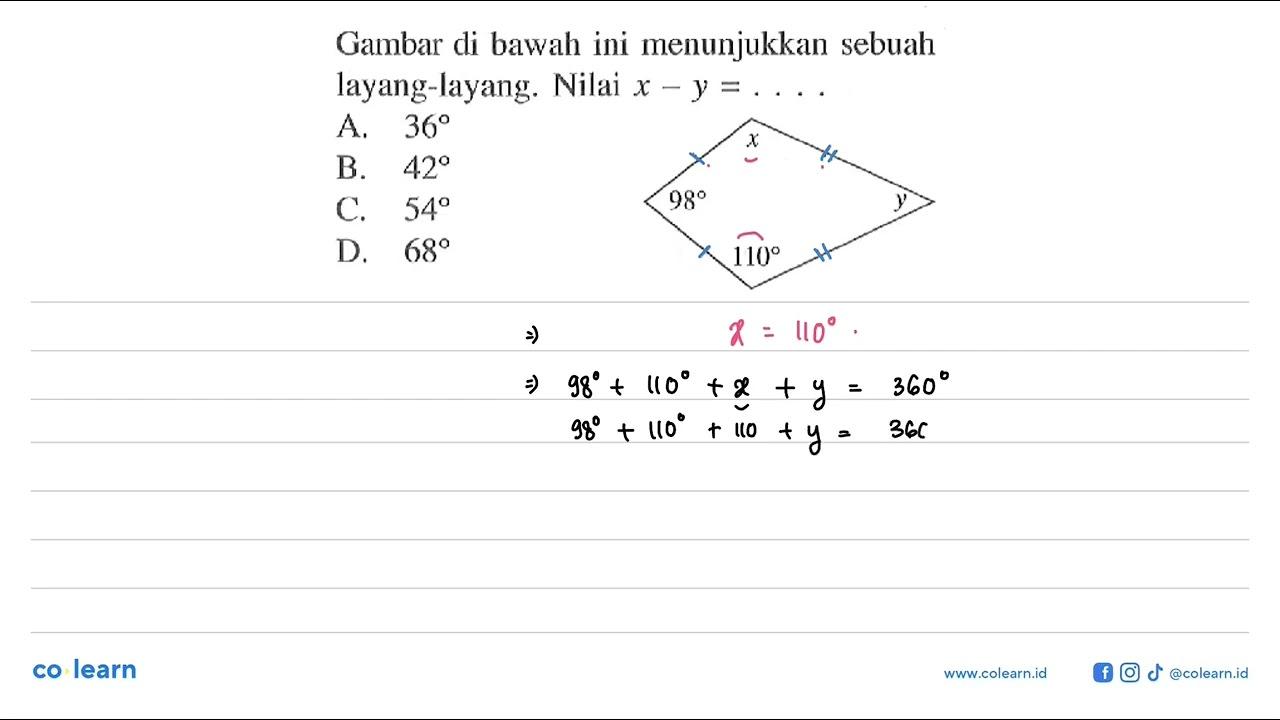 Gambar di bawah ini menunjukkan sebuah layang-layang. Nilai