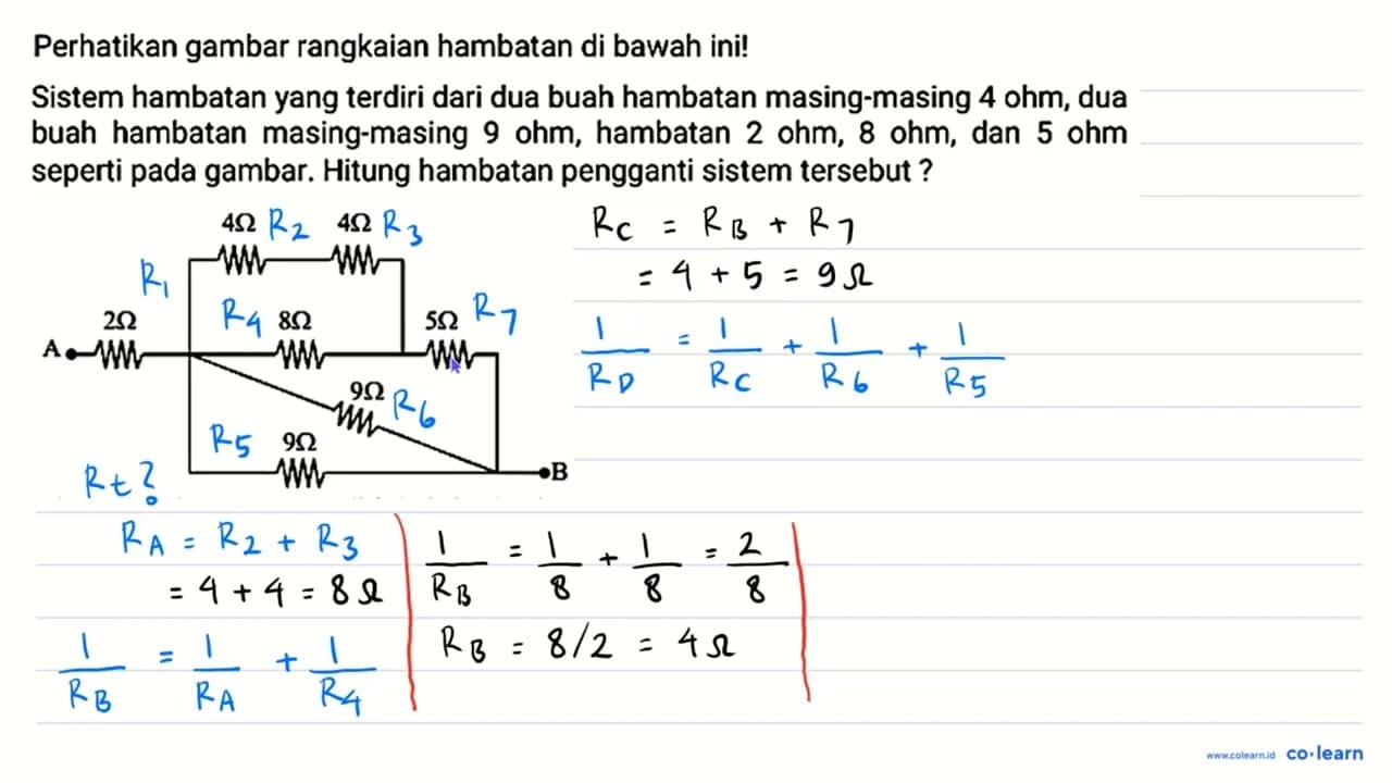 Perhatikan gambar rangkaian hambatan di bawah ini!