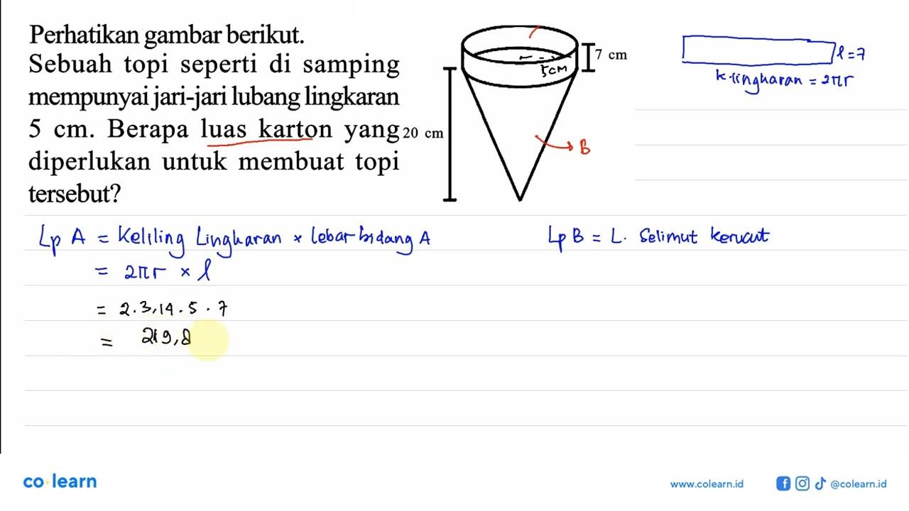 Perhatikan gambar berikut. Sebuah topi seperti di samping