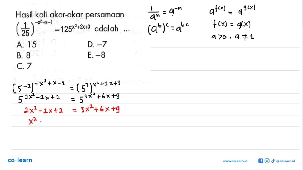 Hasil kali akar-akar persamaan