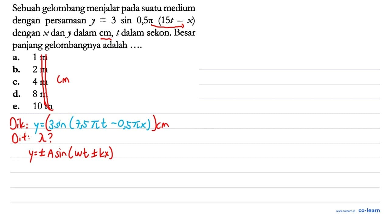 Sebuah gelombang menjalar pada suatu medium dengan