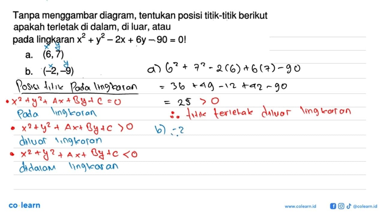 Tanpa menggambar diagram, tentukan posisi titik-titik