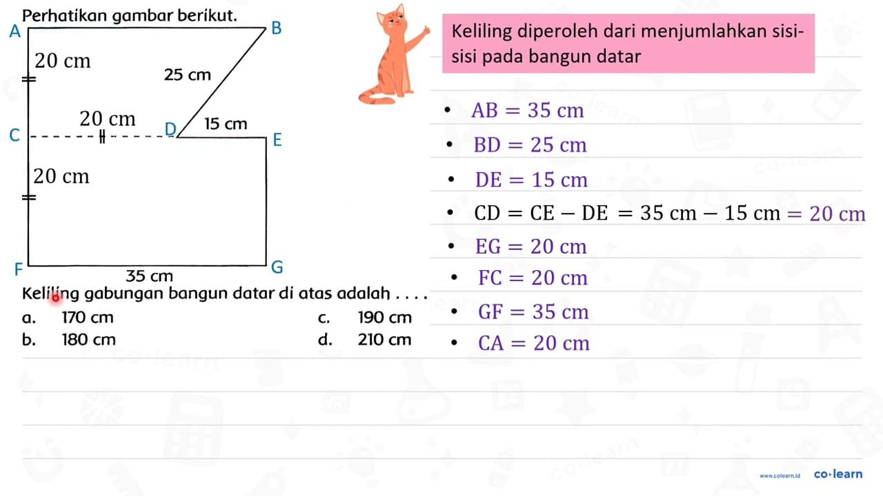 Perhatikan gambar berikut. 25 cm 15 cm 35 cm Keliling