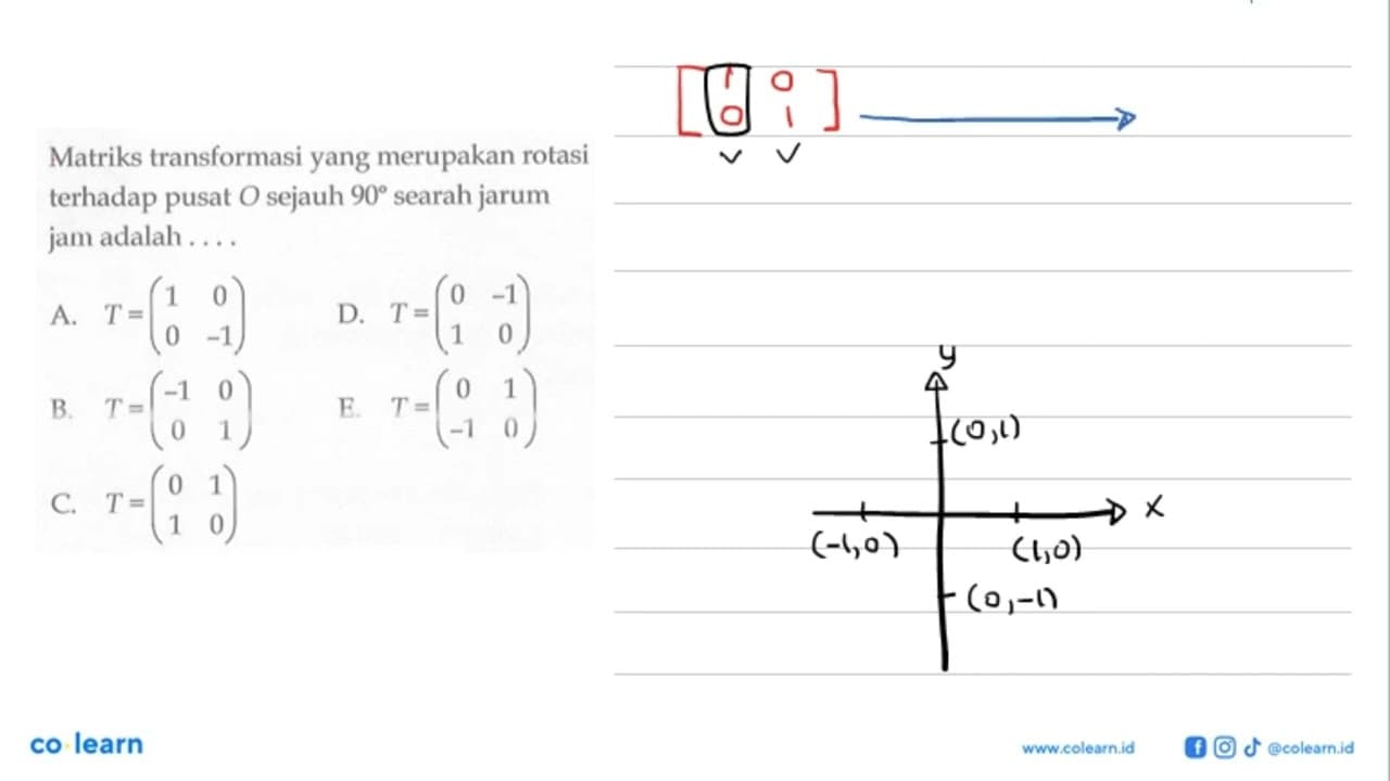 Matriks transformasi yang merupakan rotasi terhadap pusat O