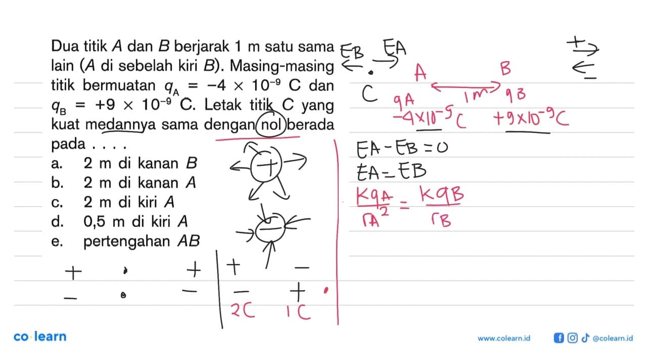 Dua titik A dan B berjarak 1 m satu sama lain ( A di