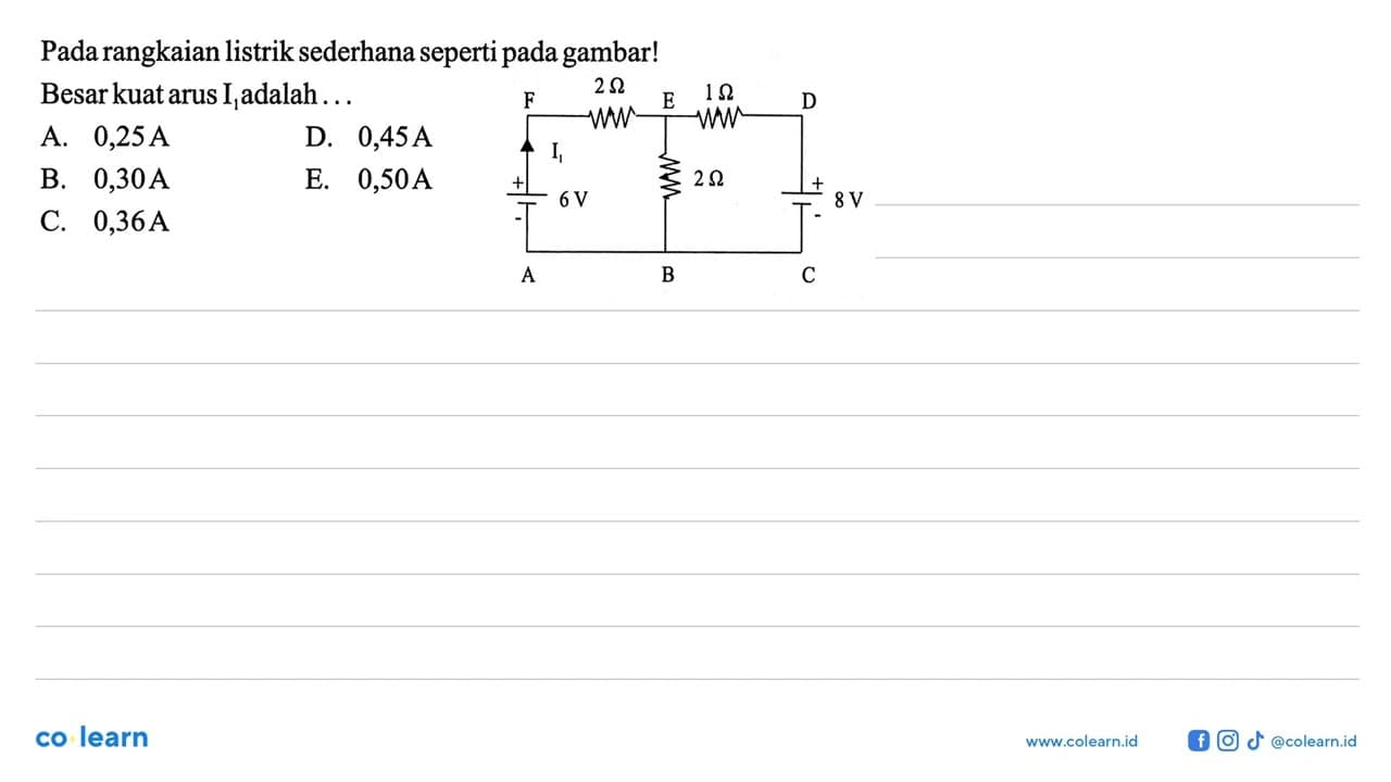 Pada rangkaian listrik sederhana seperti pada gambar! Besar