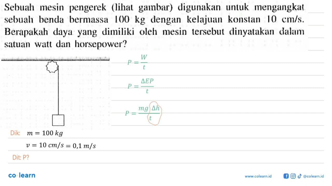 Sebuah mesin pengerek (lihat gambar) digunakan untuk