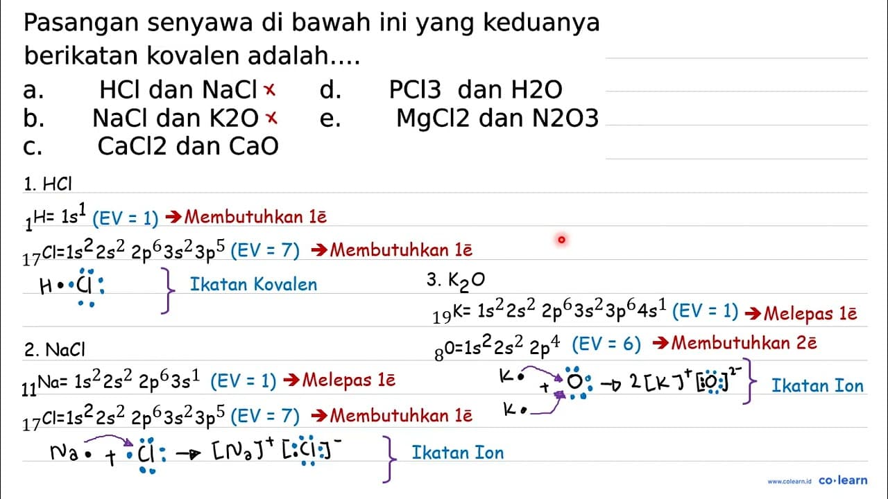 Pasangan senyawa di bawah ini yang keduanya berikatan