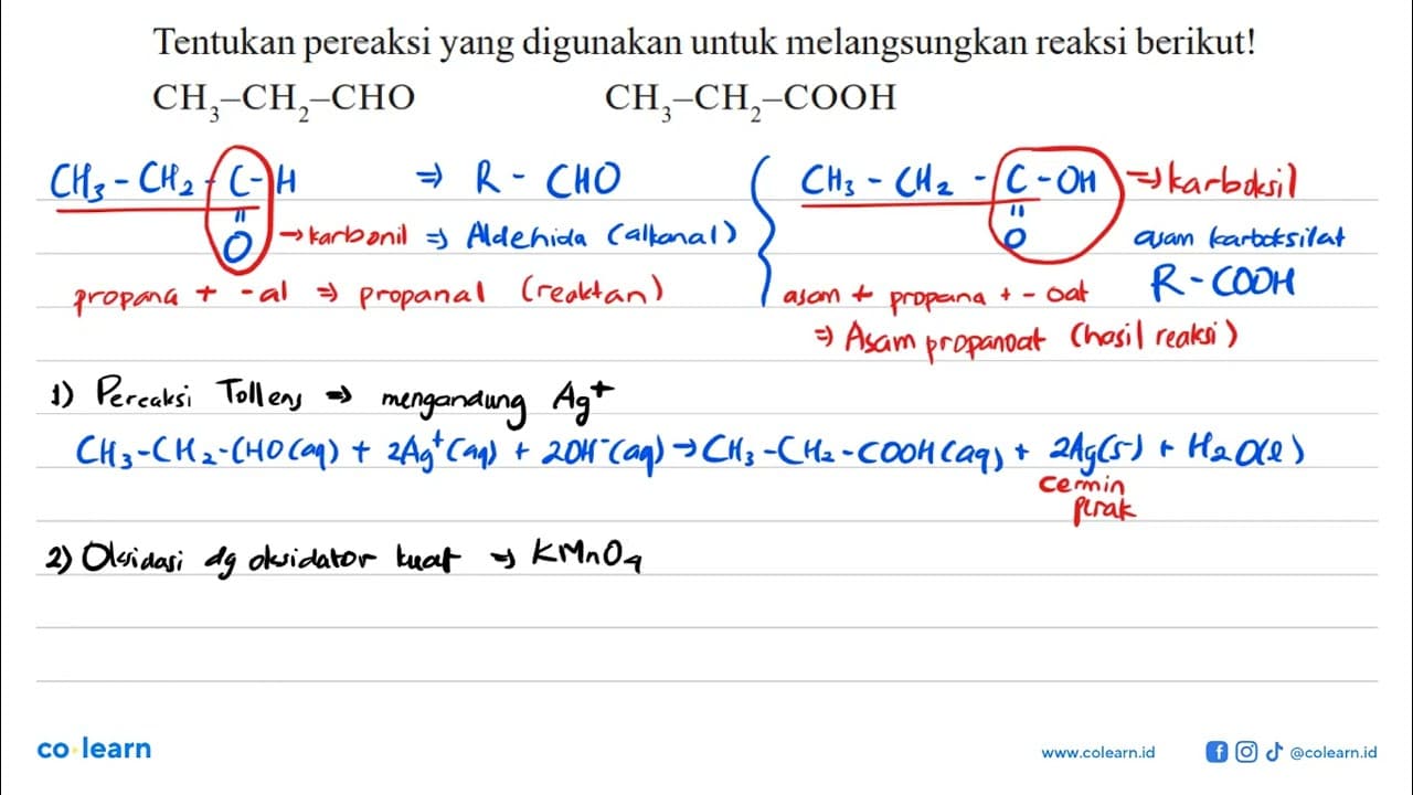 Tentukan pereaksi yang digunakan untuk melangsungkan reaksi