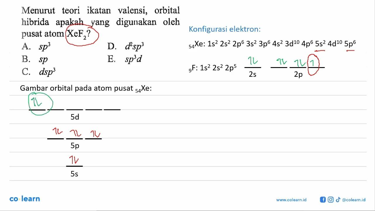 Menurut teori ikatan valensi, orbital hibrida apakah yang