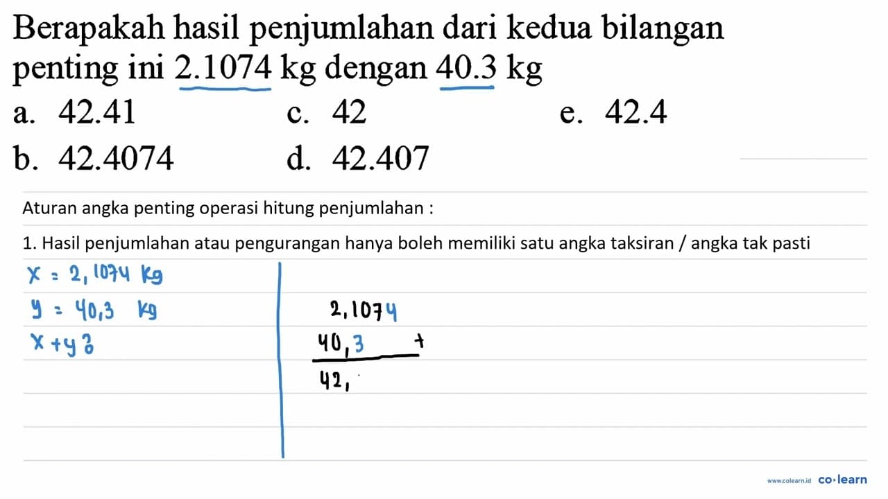 Berapakah hasil penjumlahan dari kedua bilangan penting ini