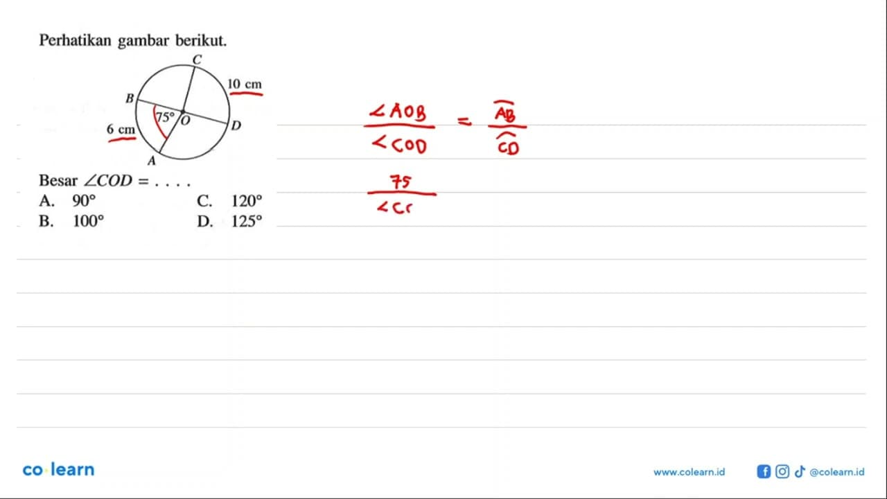perhatikan gambar berikut.Besar sudut COD=...