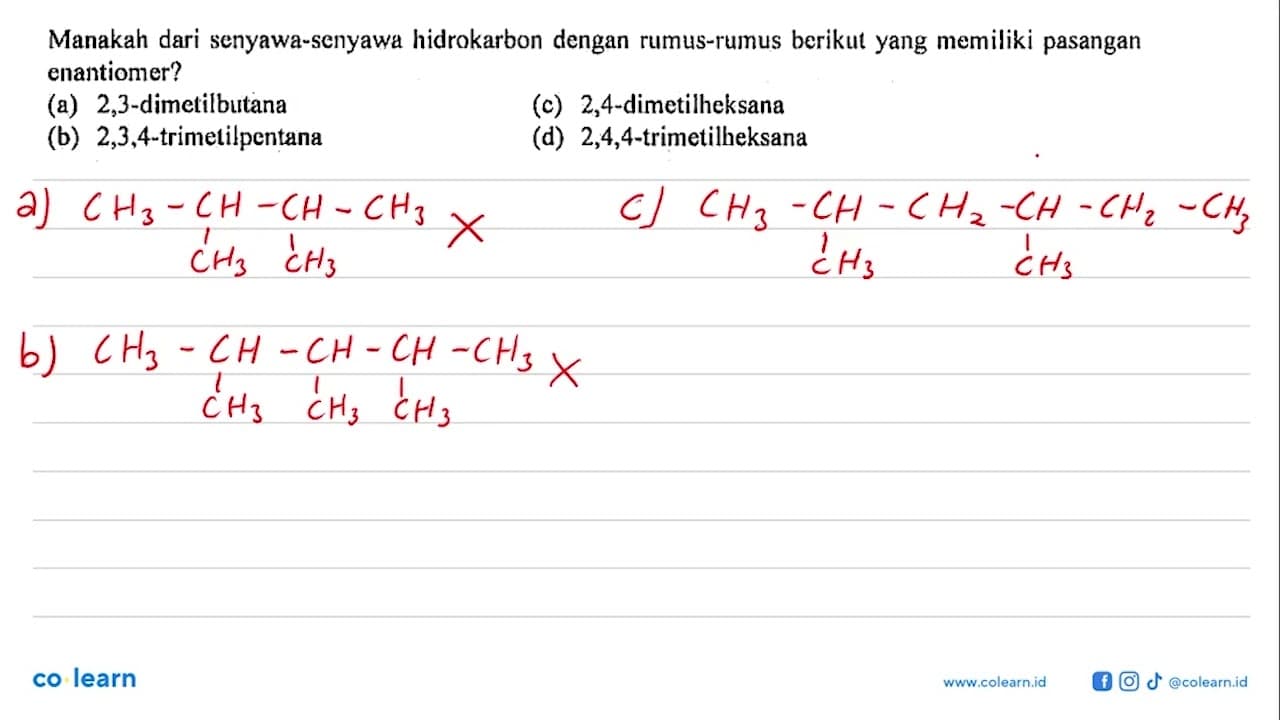 Manakah dari senyawa-senyawa hidrokarbon dengan rumus-rumus