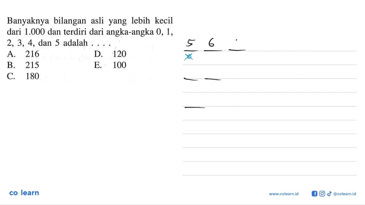 Banyaknya bilangan asli yang lebih kecil dari 1.000 dan