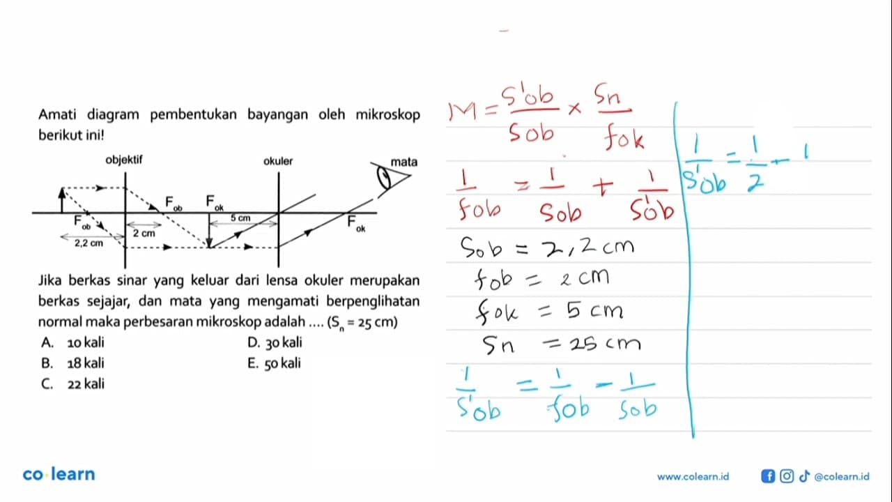 Amati diagram pembentukan bayangan oleh mikroskop berikut