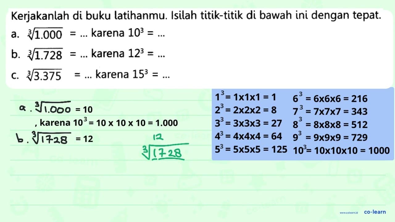 Kerjakanlah di buku latihanmu. Isilah titik-titik di bawah