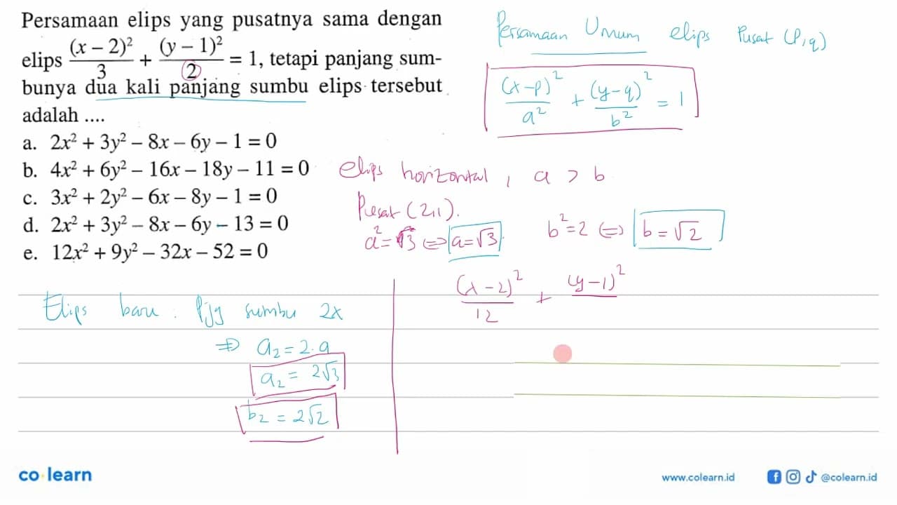 Persamaan elips yang pusatnya sama dengan elips