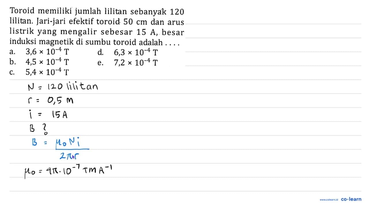 Toroid memiliki jumlah lilitan sebanyak 120 lilitan.